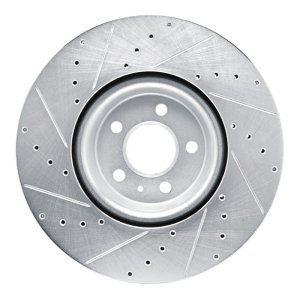 Audi SQ5 Sportback Brake Rotor (1) - Front Right - R1 Concepts - Drilled & Slotted - Silver - `18-`25